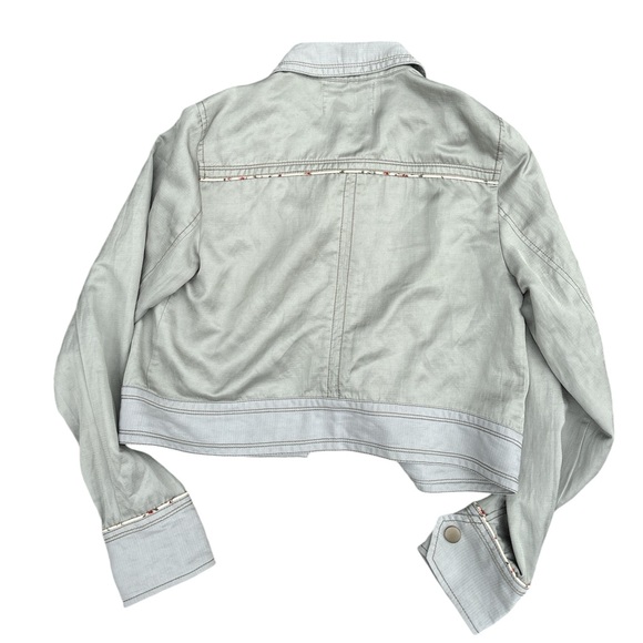 Cute waist length light weight gray fashion jacket with decorated pockets - Picture 3 of 3